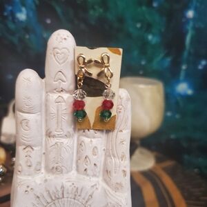 Handmade Crystal Christmas Bow Gold Earrings